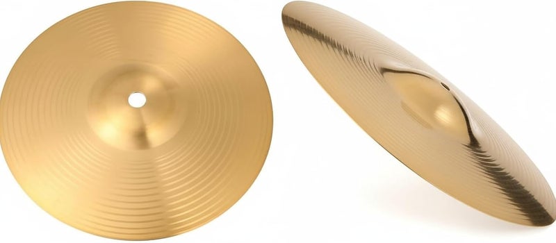 SUPVOX 2pcs 8 Inch Brass Crash Ride Hi-Hat Cymbals for Beginners and Professionals, Golden Drum Percussion Instrument - Image 1
